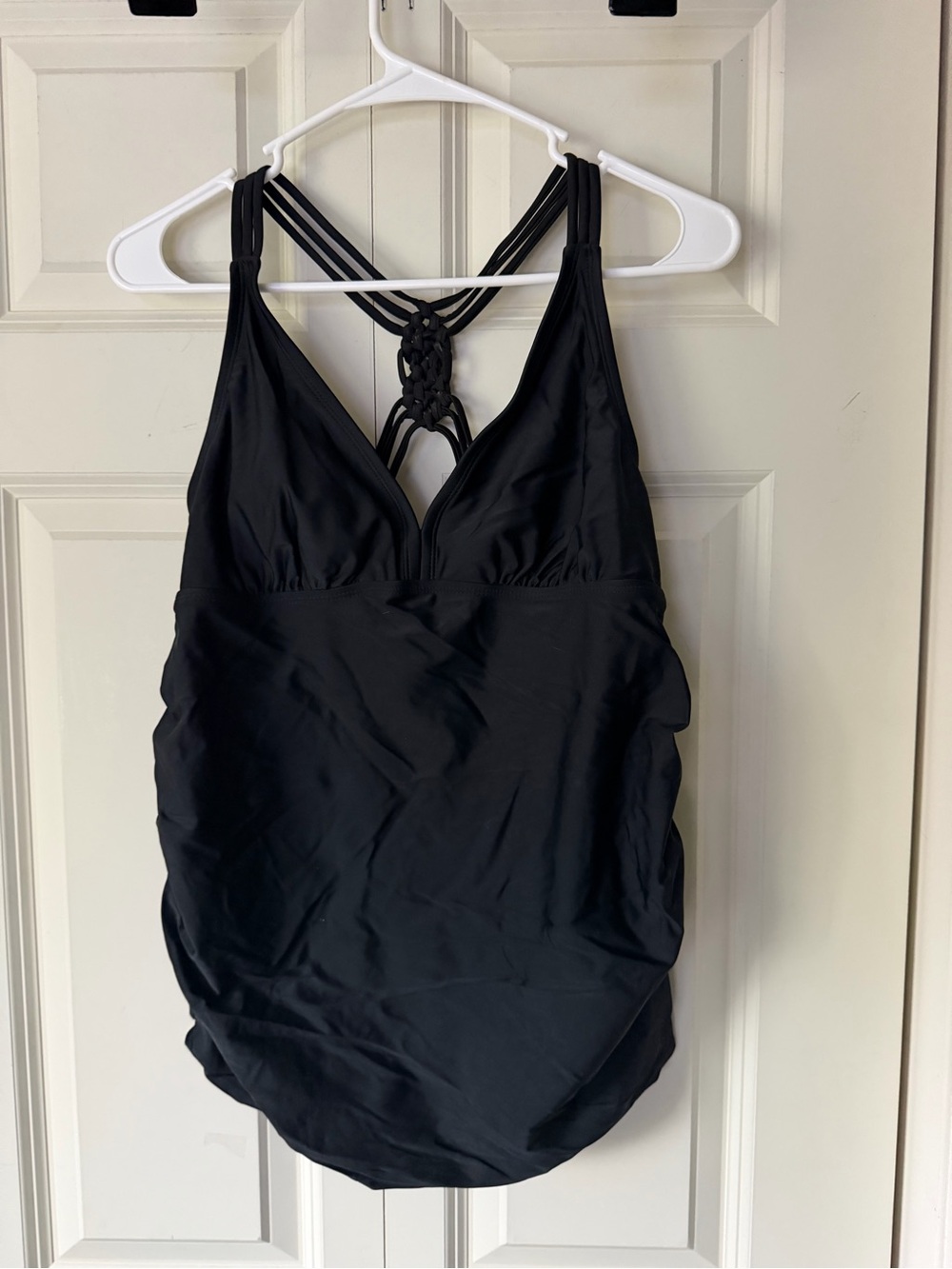 Black Macramé Back Tank One-Piece Swimsuit